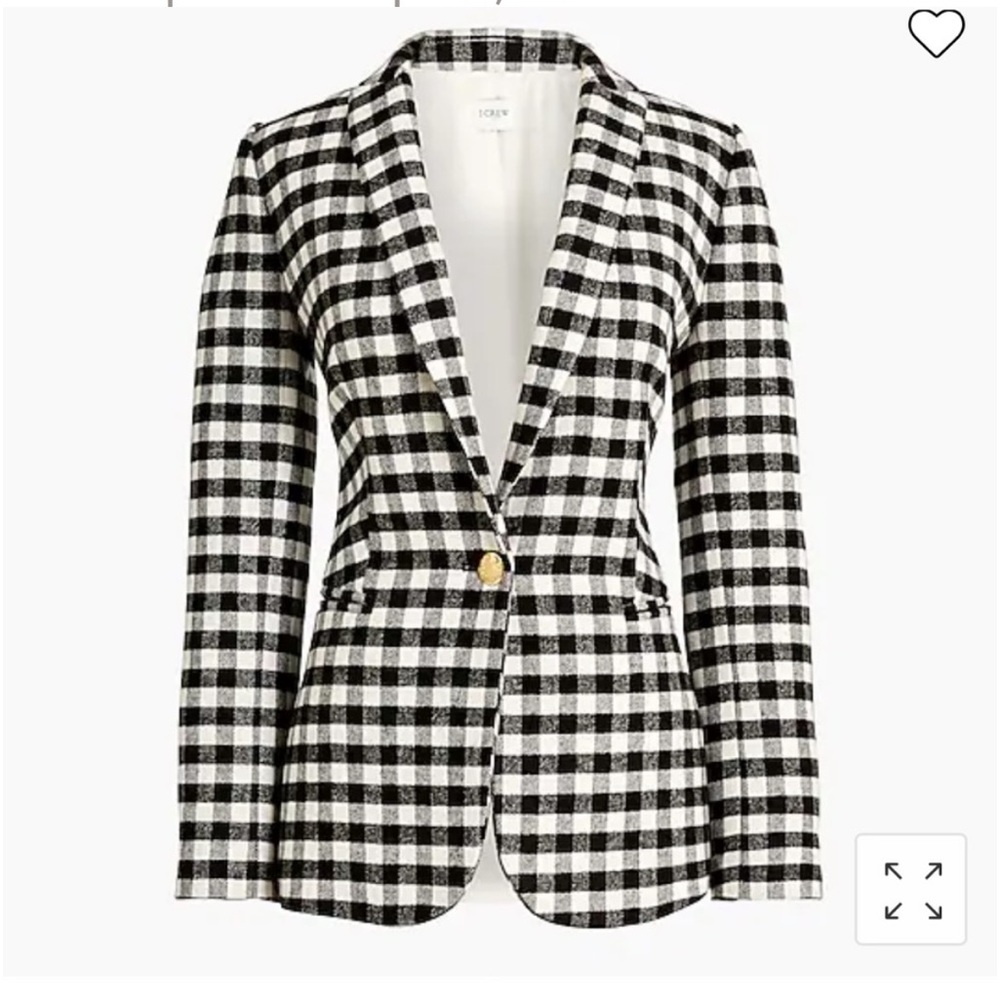 J.Crew Factory Sz 14 Flannel Wool blend one-button blazer buffalo check BB394